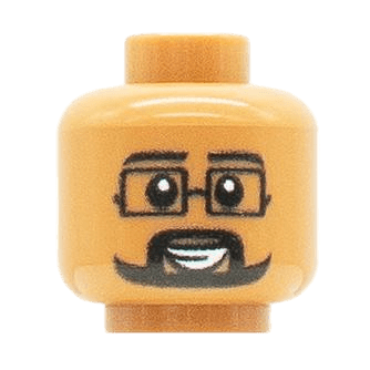 Homme - Visage marron - Sourire barbe lunettes (M1602)