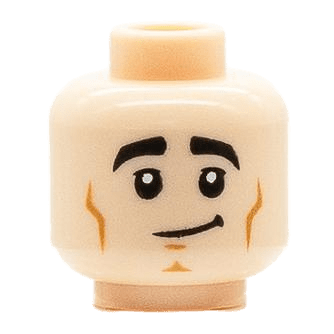 Homme - Visage beige - Sourire en coin sourcils épais joues creusées (B1602)