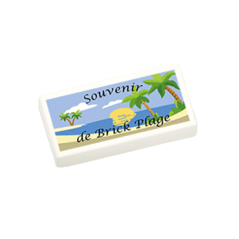 Figurine personnalisée, Voyage, Carte Postale, "Souvenir de Brick Plage"- brique Lego imprimée, globetrotteur, voyage, plage, souvenir, Briquestore-ZZ-AC-IMP-0039, carte postale