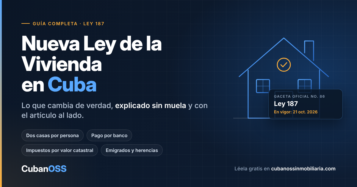 Nueva Ley de la Vivienda en Cuba: lo que cambia de verdad (explicado sin muela)