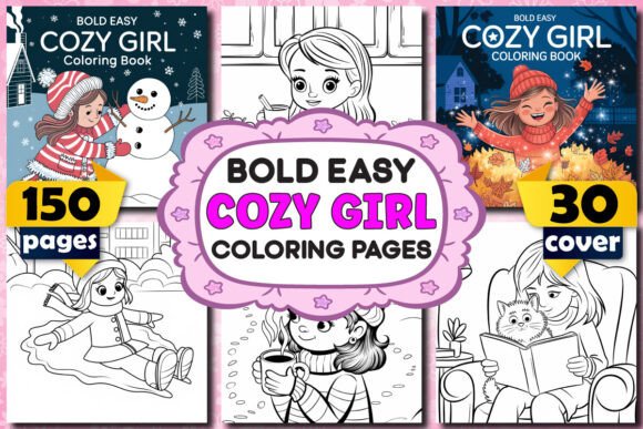 Bold Easy Cozy Girl Coloring Pages Preview