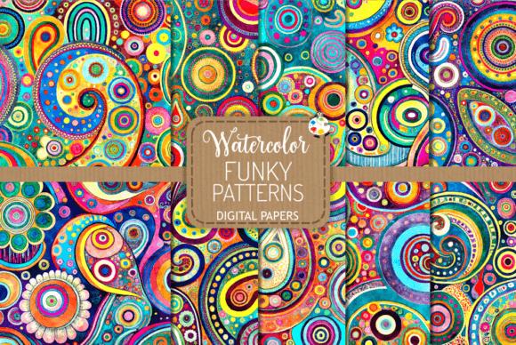 Vibrant Watercolor Funky Patterns Digital Paper