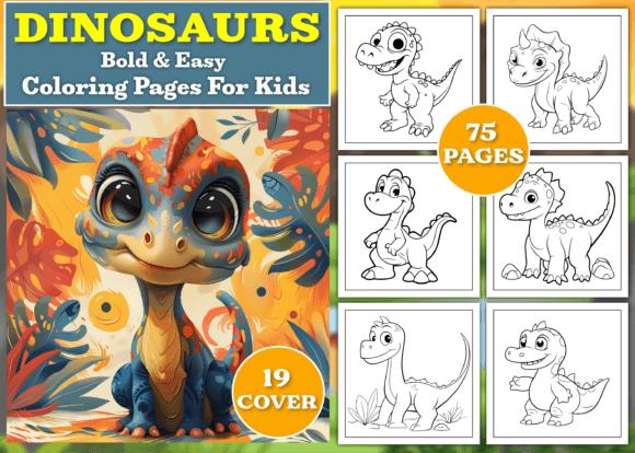DINOSAURS Bold & Easy Coloring Pages For Kids cover