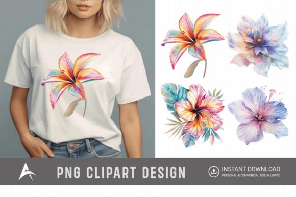 Watercolor Exotic Pastel Flowers Clipart