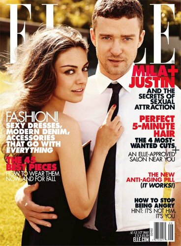 Mila Kunis and Justin Timberlake by Carter Smith / Мила Кунис и Джастин Тимберлейк на обложке американского Elle, август 2011