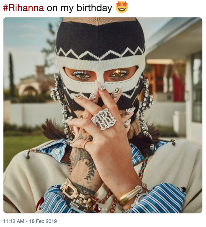 #Rihanna on my birthday ?? #Rihanna on my birthday 11:12 AM-18 Feb 2019 Temporary tattoo Arm Hand Design