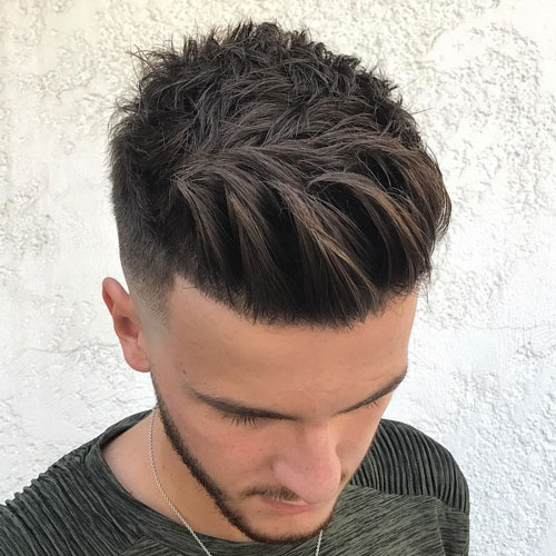 Spiky Pompadour + Shape Up + Low Fade