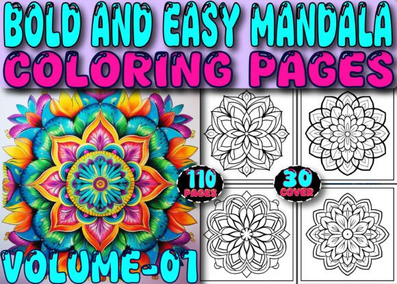 Bold and Easy Mandala Coloring Book Cover