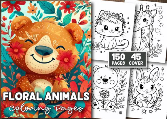 Floral Baby Animals Coloring Book Cover