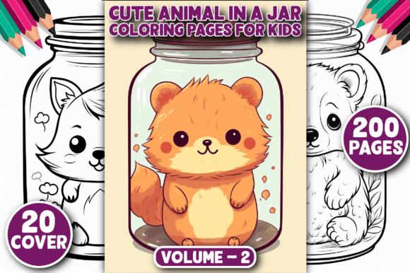 Cute Animal in a Jar Coloring Book Cover
