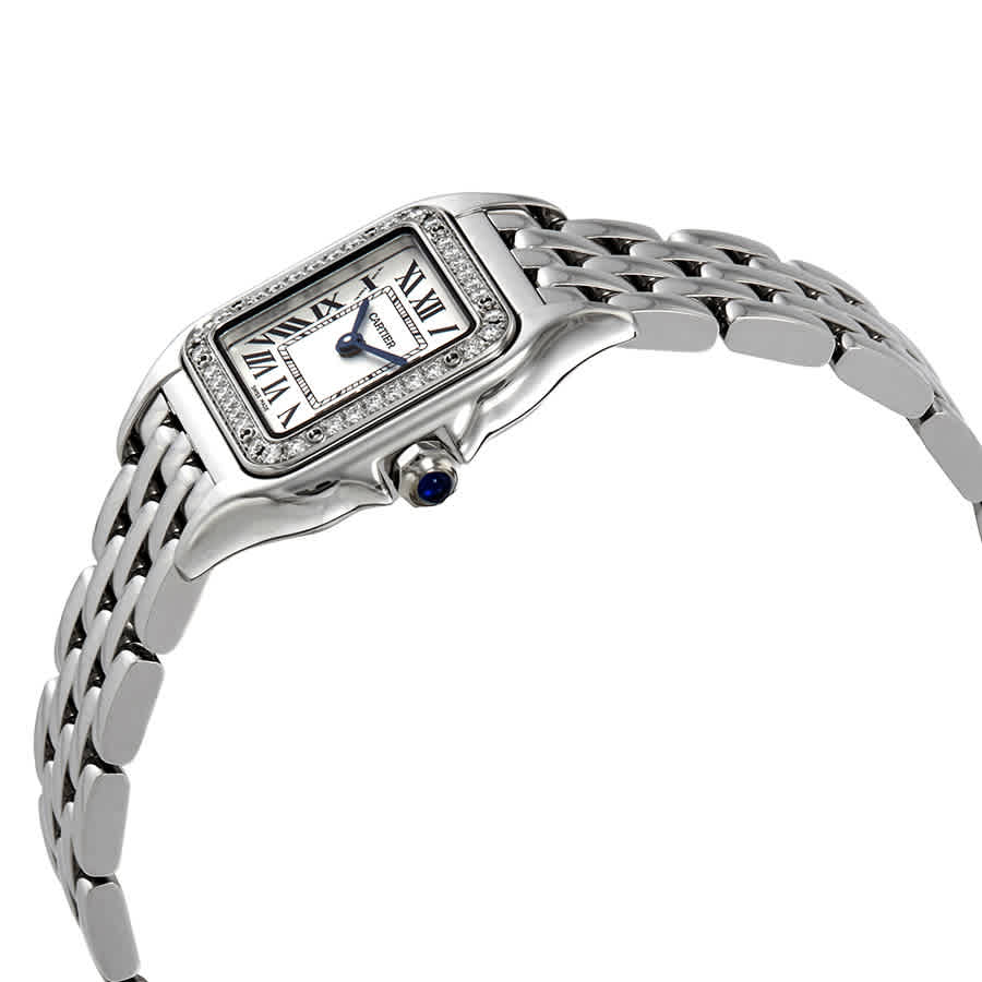 Shop Cartier Panthere Small Diamond Silver Dial Ladies Watch W4pn0007 In Blue / Silver