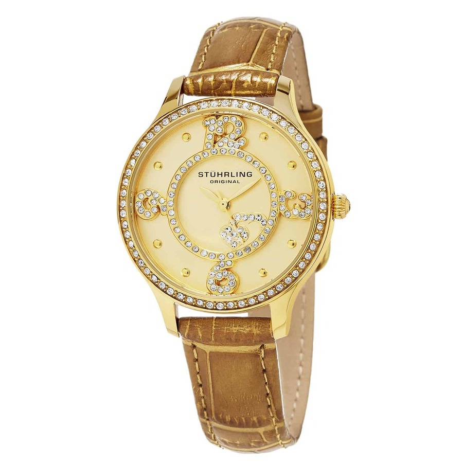 Stuhrling Original Vogue Gold-tone Dial Ladies Watch M15431 In Brown / Gold / Gold Tone / Yellow