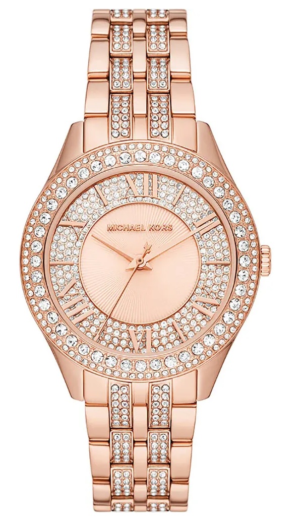 Michael Kors Harlowe Pave Quartz Crystal Ladies Watch Mk4710 In Gold / Gold Tone / Rose / Rose Gold / Rose Gold Tone