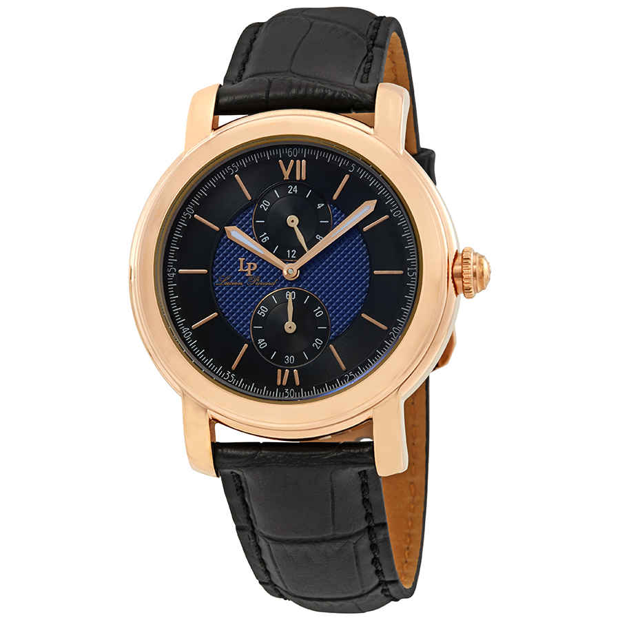 Click to view more detailed imagery on our partner's website Lucien Piccard Spiga Dual Time Mens Watch 40026-rg-03-bc In Black,blue,gold Tone,pink,rose Gold Tone