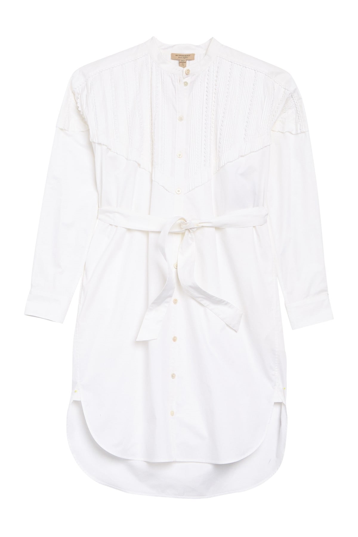 Burberry Aronia Abizt Long Sleeve Shirt Dress In White