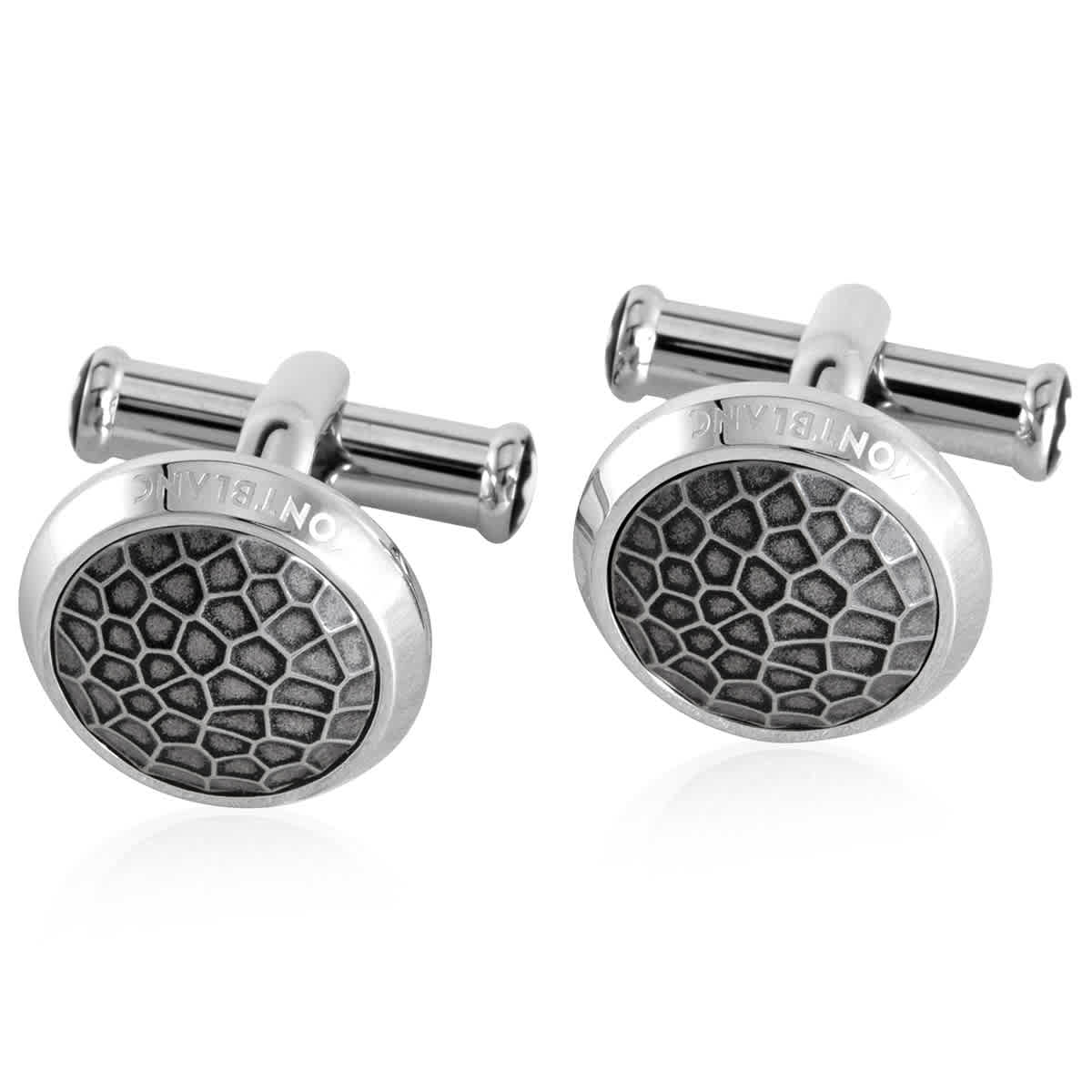 MONTBLANC MENS MARTELE INLAY STAINLESS STEEL CUFFLINK