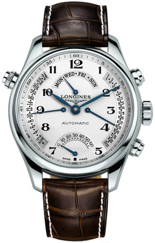 Longines Master Retrograde Seconds Automatic White Dial Mens Watch L2.715.4.78.3 In Blue / Brown / Silver / White