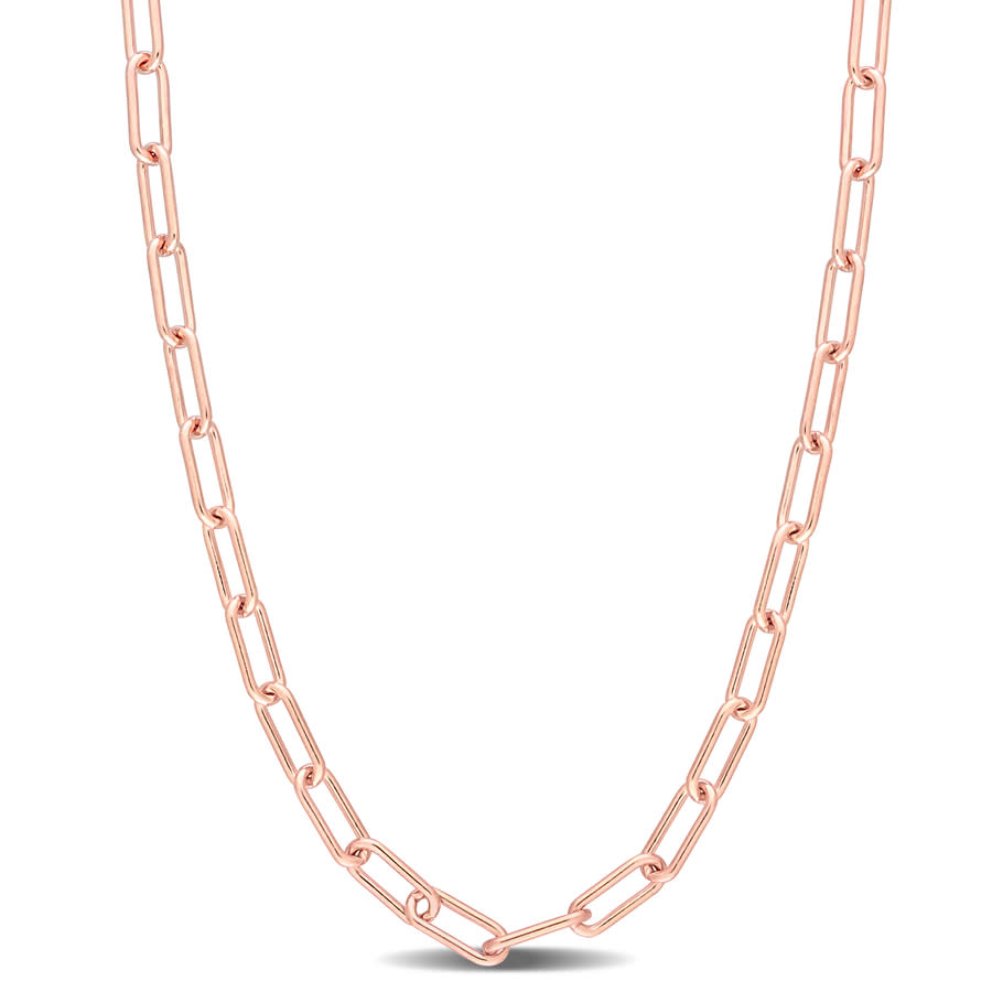 Amour Polished Paperclip Chain Necklace In 18k Rose Gold Plated Sterling Silver In Rose Gold-tone