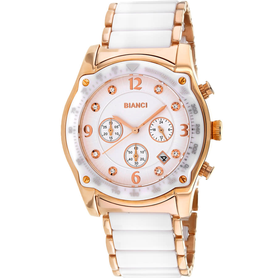 Roberto Bianci Simona Chronograph Quartz White Dial Ladies Watch Rb58741 In Gold Tone,pink,rose Gold Tone,white