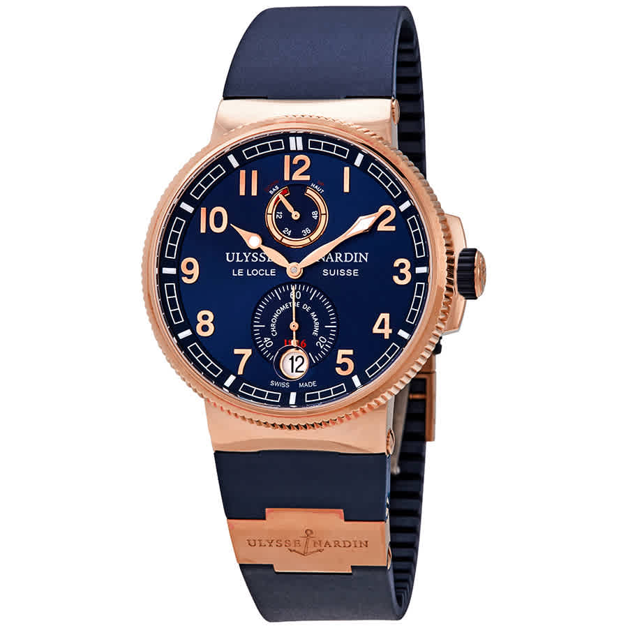 Ulysse Nardin Marine Chronometer Mens Automatic Watch 11861263/63 In Blue / Gold / Rose / Rose Gold / Skeleton