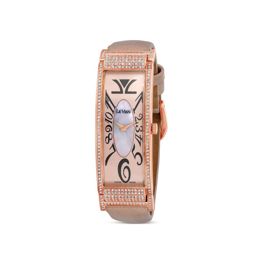 Le Vian Time Quartz Diamond Pink Dial Ladies Watch Zrpa 201 In Gold Tone / Nude / Pink / Rose / Rose Gold Tone / Tan