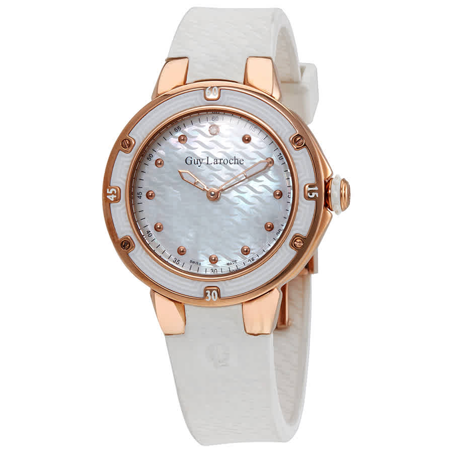 Click to view more detailed imagery on our partner's website Guy Laroche Mother Of Pearl Dial Diamond Ladies Watch Sl30201 In Gold Tone,mother Of Pearl,pink,rose Gold Tone,white
