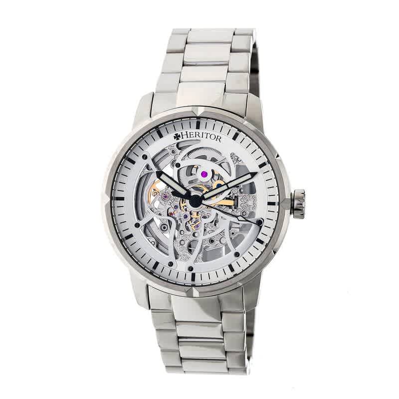 Heritor Ryder Automatic Silver Skeleton Dial Mens Watch Hr4607 In Black / Silver / Skeleton