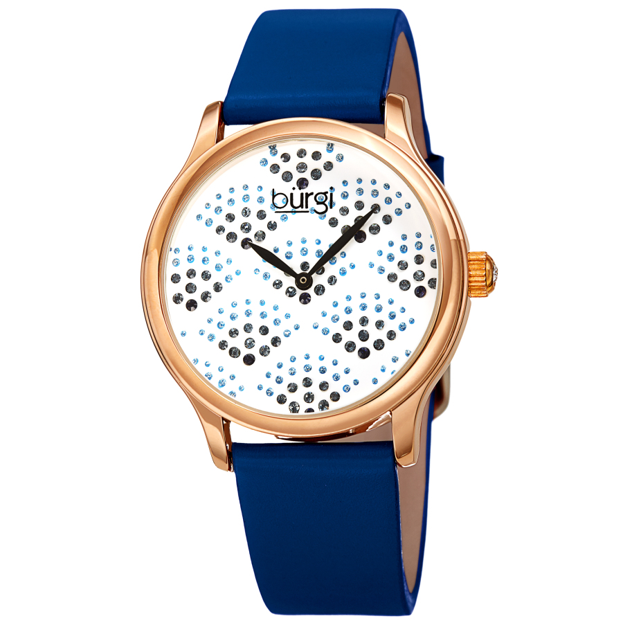 Burgi Pebble Style Quartz White Dial Ladies Watch Bur238bu In Black / Blue / Gold Tone / White