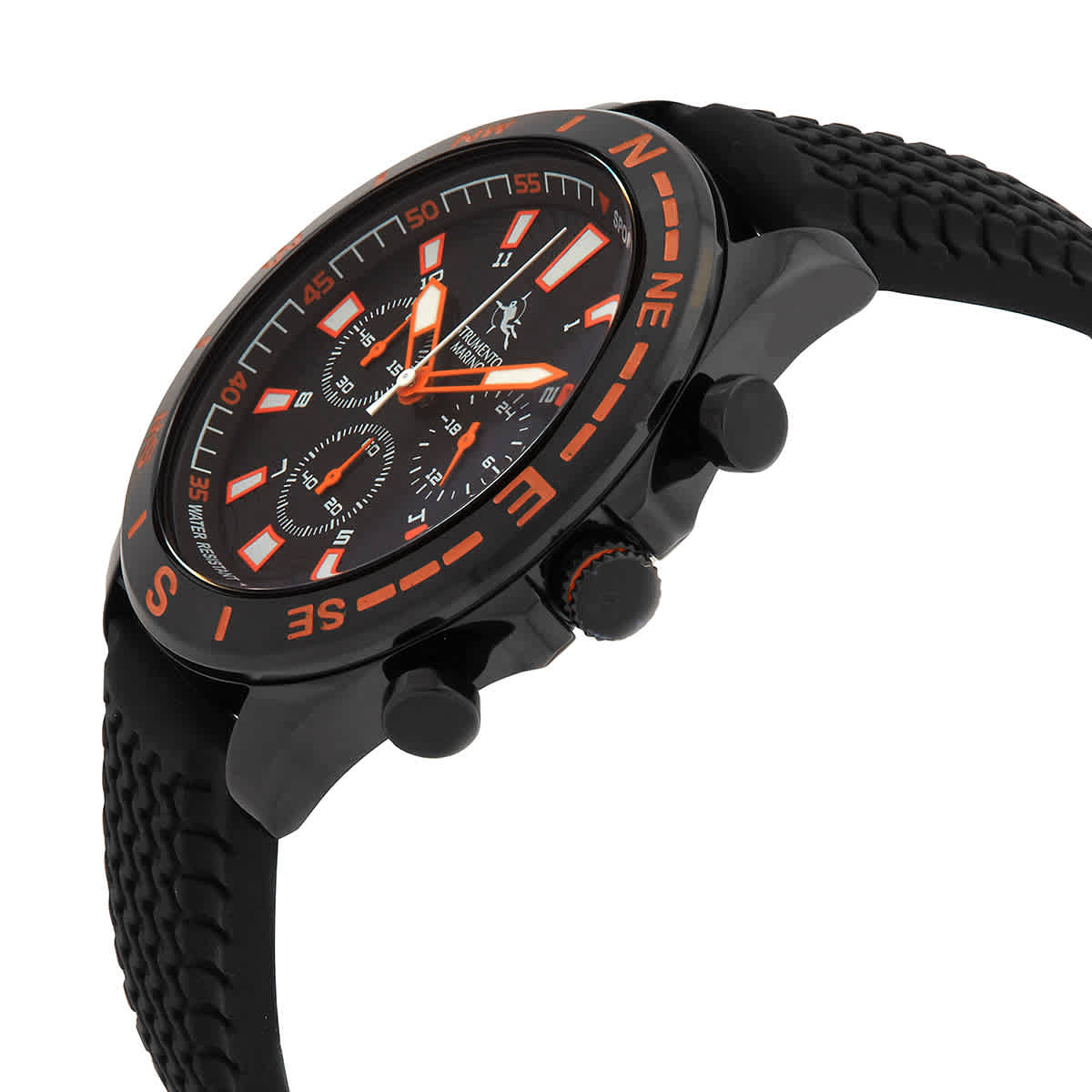 Shop Strumento Marino Sport Marine Chronograph Silicon Quartz Black Dial Men's Watch Sm123s/bk/nr/ar In Black / Orange