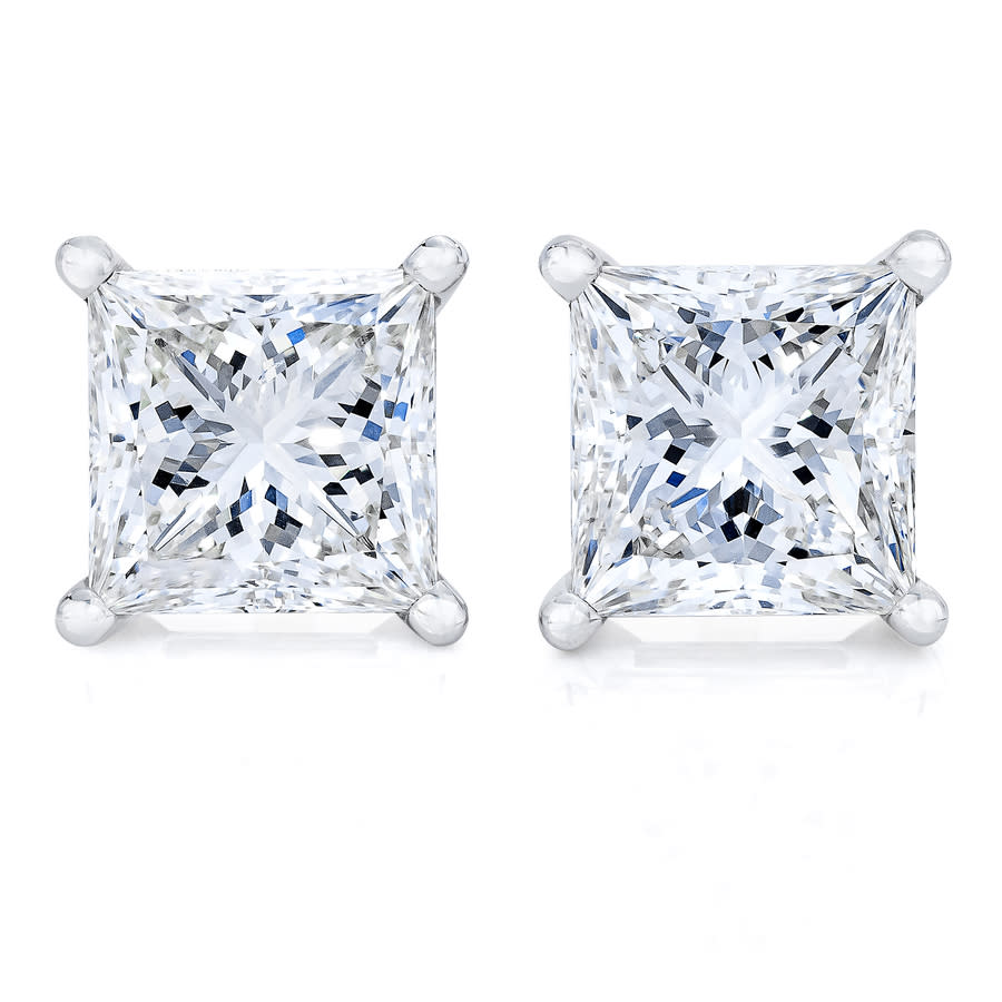 Haus Of Brilliance 14k White Gold 1.0 Cttw 4-prong Set Princess-cut Solitaire Diamond Push Back Stud Earrings (i-j Colo In Gold Tone,white