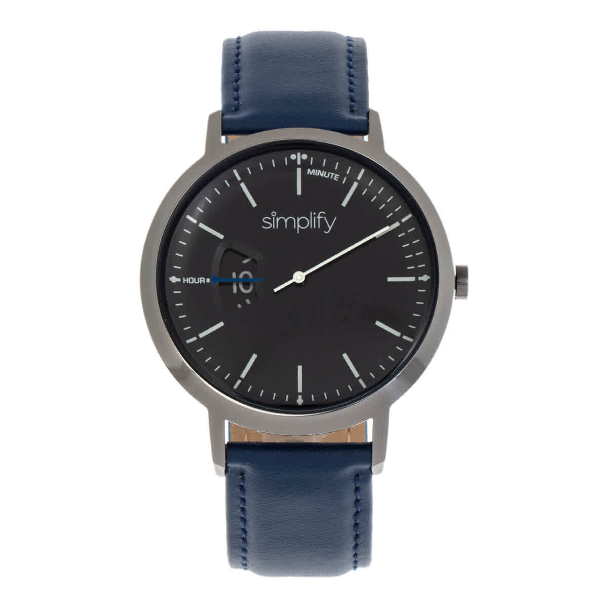 SIMPLIFY SIMPLIFY THE 6500 QUARTZ BLACK DIAL BLUE LEATHER WATCH SIM6507