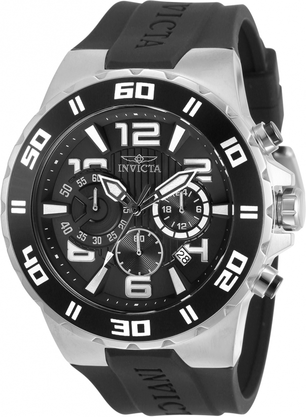 Invicta Pro Diver Chronograph Quartz Black Dial Mens Watch 30936 In Black,silver Tone,white