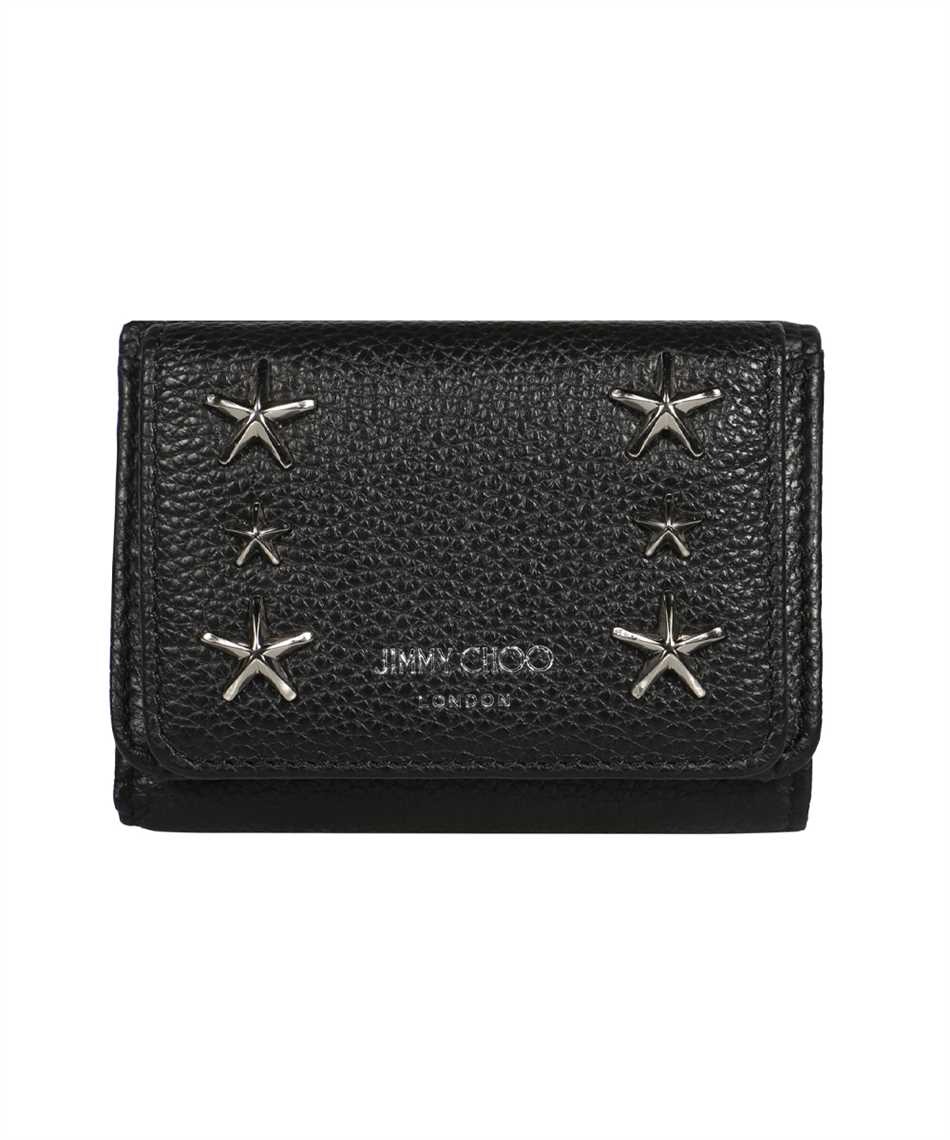 Jimmy Choo Ladies Nemo Black Leather Star Tri-fold Wallet In Black/silver
