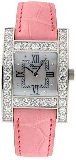Chopard H Diamond 18kt White Gold Pink Ladies Watch 13/6621 In Blue / Gold / Gold Tone / Mop / Mother Of Pearl / Pink / Silver / White