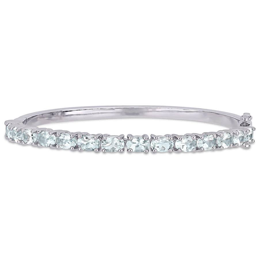 Amour 6 1/3 Ct Tgw Aquamarine Bangle In Sterling Silver In White