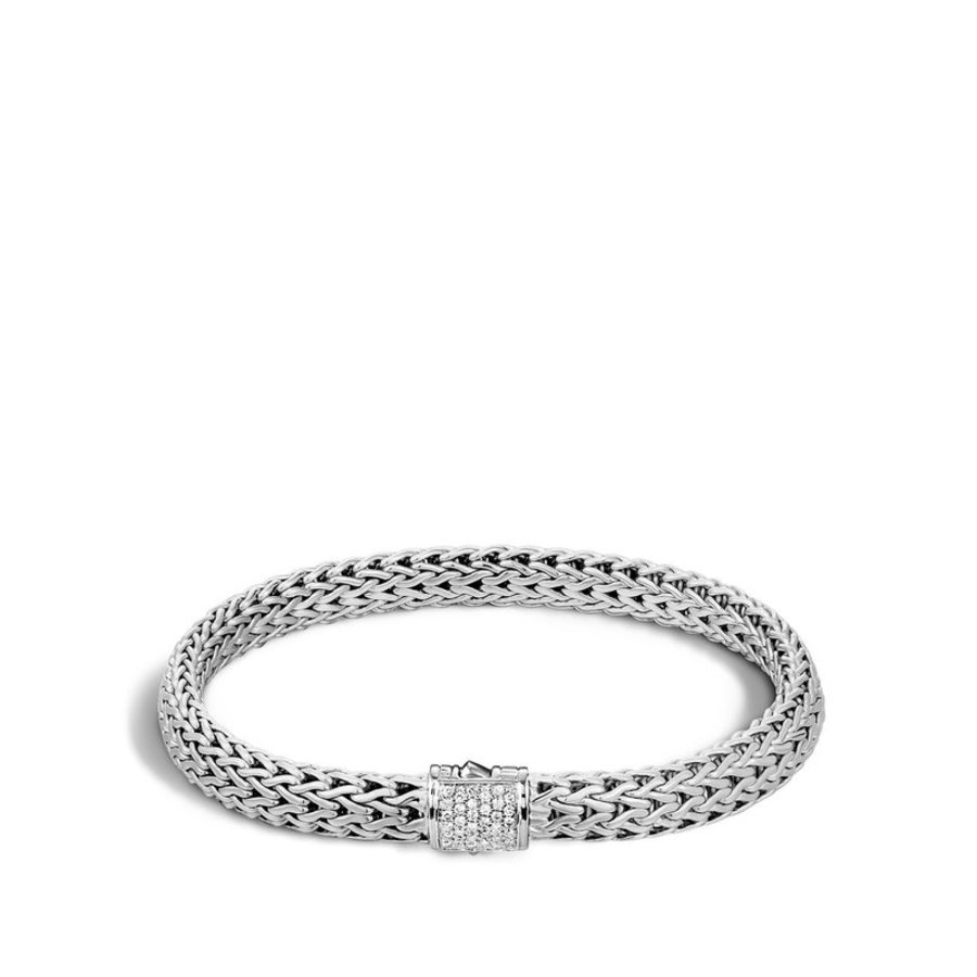 John Hardy Classic Chain 0.1ct Diamond Sterling Silver Bracelet - Bbp9042dixm In Silver-tone