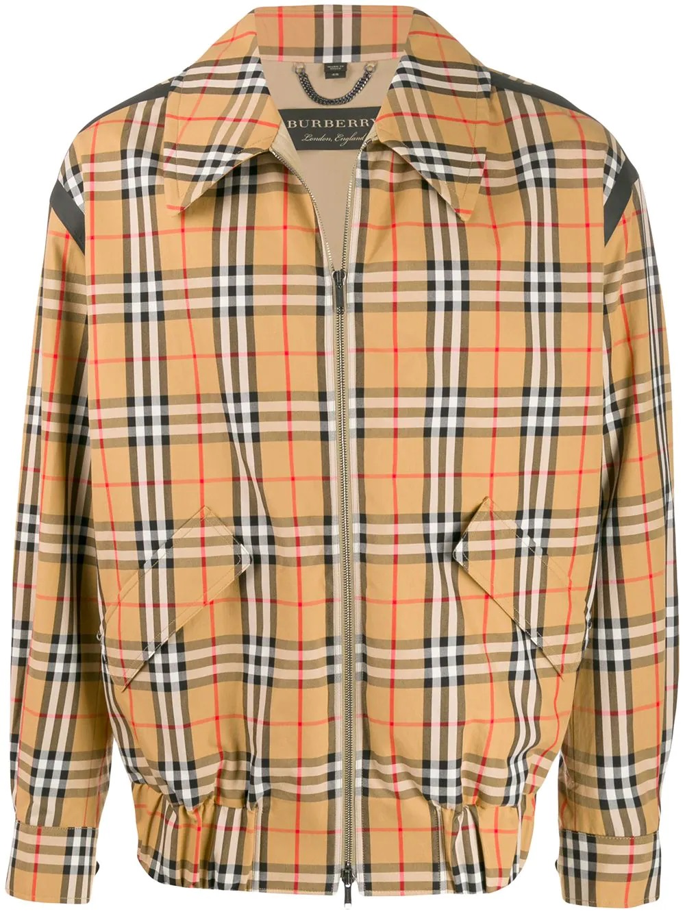 BURBERRY MENS CHECKED ZIPPED JACKET