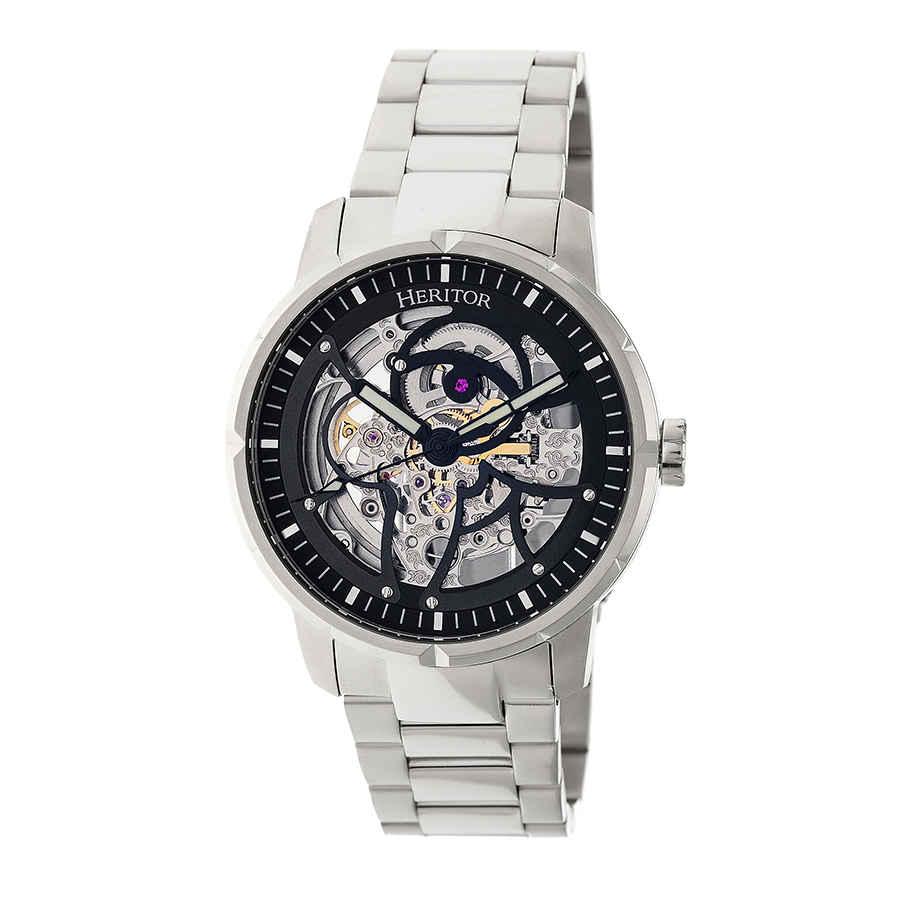 HERITOR RYDER AUTOMATIC BLACK SKELETON DIAL MENS WATCH HR4608