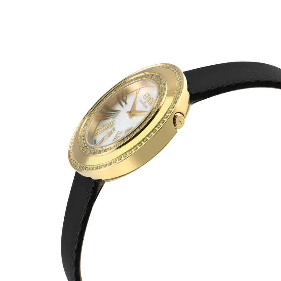 Shop Gevril Gandria Mother Of Pearl Dial Ladies Watch 12121 In Black / Gold Tone / Mop / Mother Of Pearl / Yellow