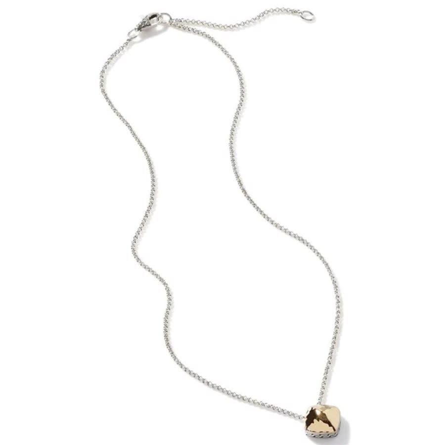 John Hardy Classic Chain Two Tone Hammered Pendant Necklace - Nz90639x16-18 In Silver-tone, Gold-tone