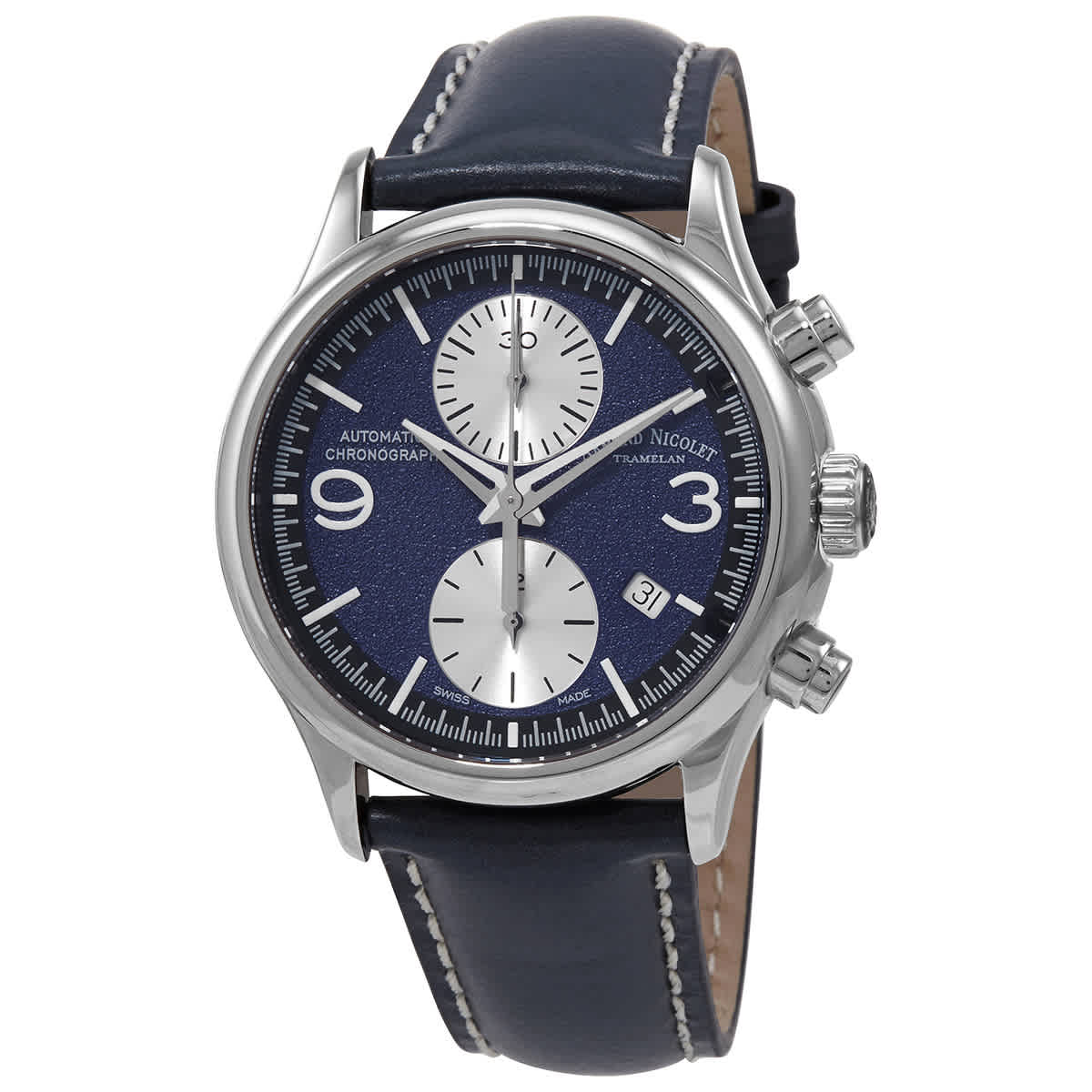 Armand Nicolet Mha Chronograph Automatic Dark Blue Dial Mens Watch A844haa-bu-p140bu2 In Blue / Dark / Silver / Skeleton