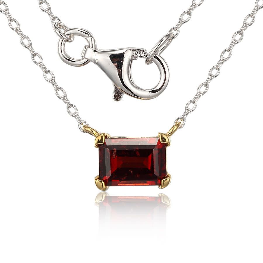 CLASSIC TREASURES STERLING SILVER & GOLD PLATED NECKLACE WITH GENUINE GARNET