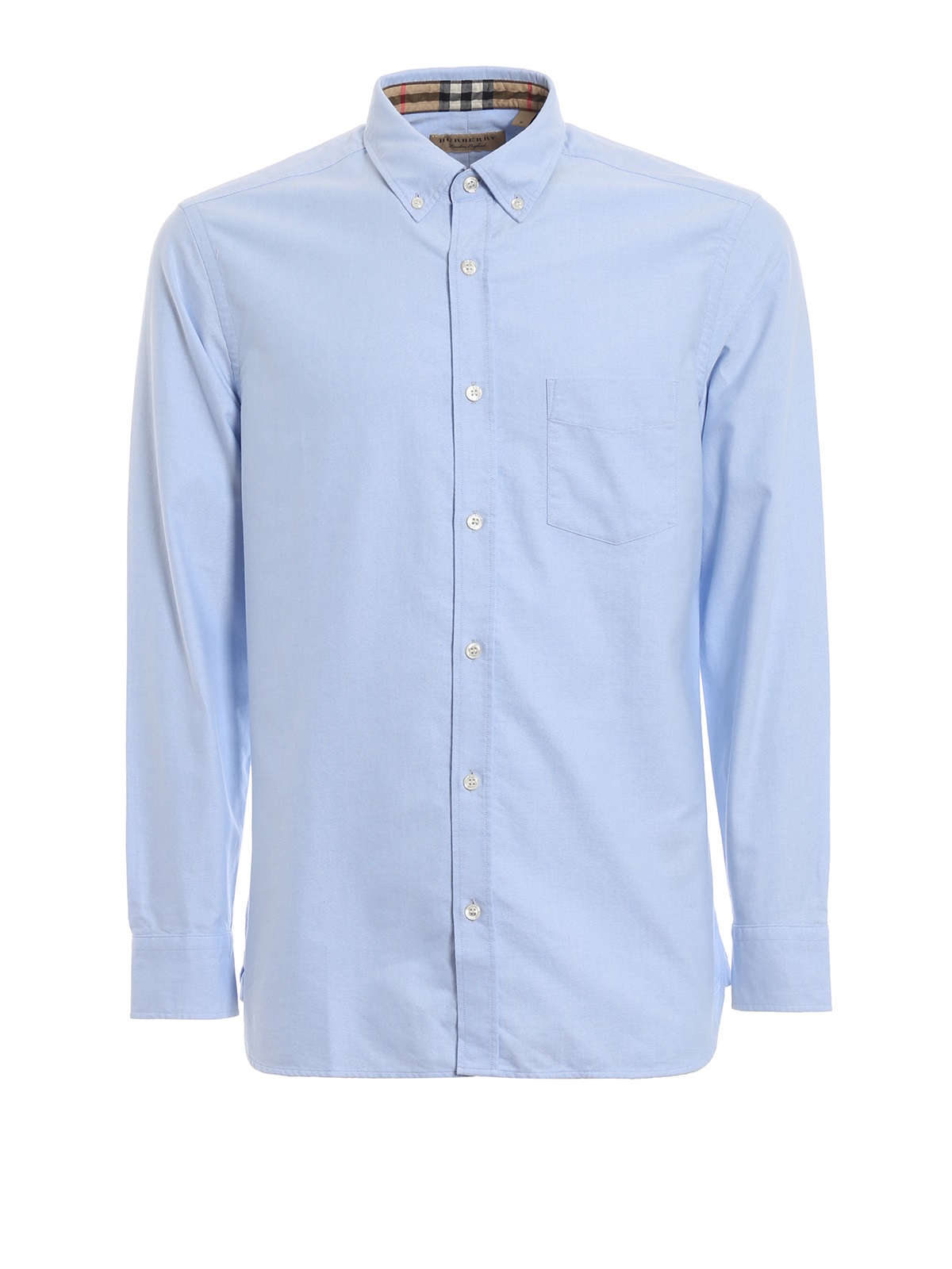 Burberry Mens Harry Shirt With Check-faced Cuffs In Blue