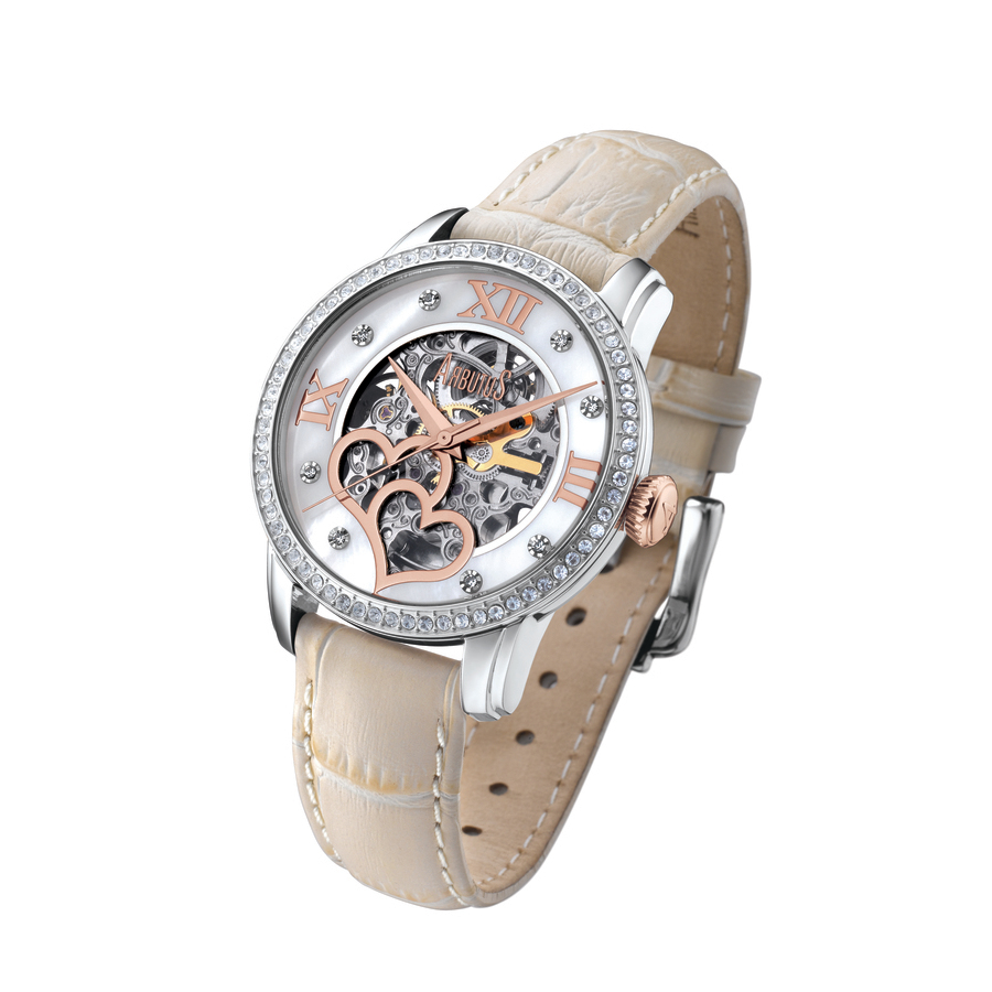 Arbutus Soho Automatic Ladies Watch Ar712smi In Beige / Gold Tone / Rose / Rose Gold Tone