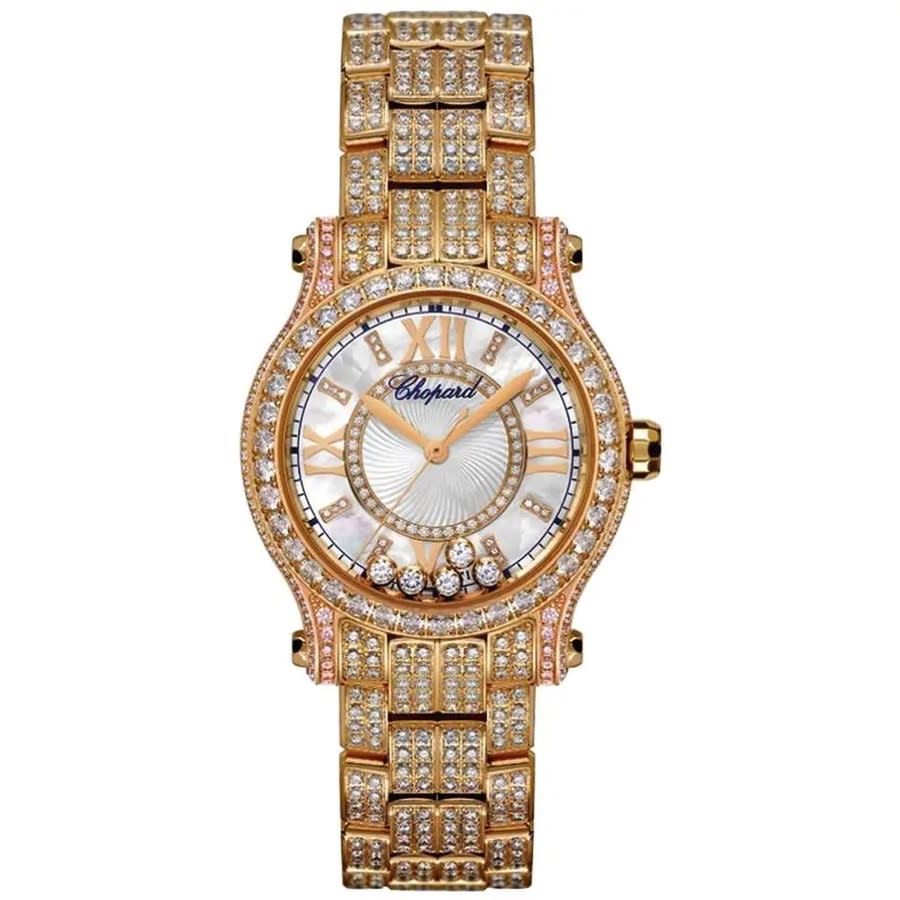 Chopard Happy Sport Automatic Diamond Ladies Watch 274302-5002 In Gold / Gold Tone / Mother Of Pearl / Rose / Rose Gold / Rose Gold Tone