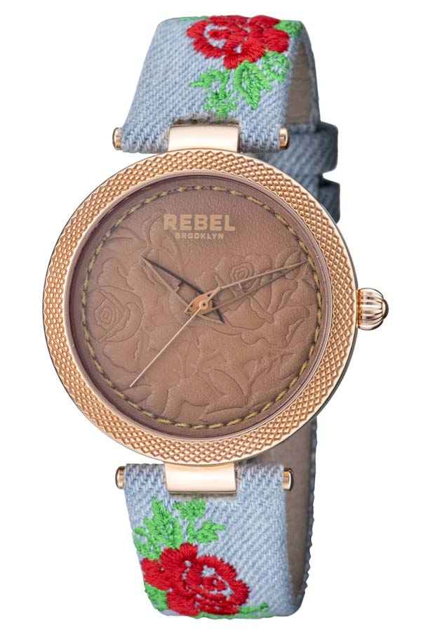 Rebel Carroll Gardens Brown Dial Ladies Watch Rb112-8191 In Blue / Brown / Gold Tone / Rose / Rose Gold Tone