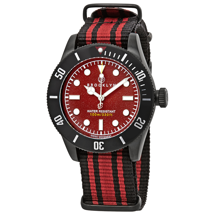 Brooklyn Watch Co. Black Eyed Pea Red Dial Mens Watch 306-g-05-bb-nsrds In Black,red,two Tone