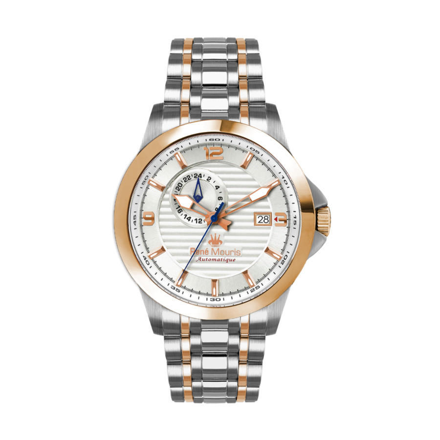 Rene Mouris Cygnus Automatic White Dial Mens Watch 70104rm4 In Two Tone  / Gold Tone / Rose / Rose Gold Tone / White