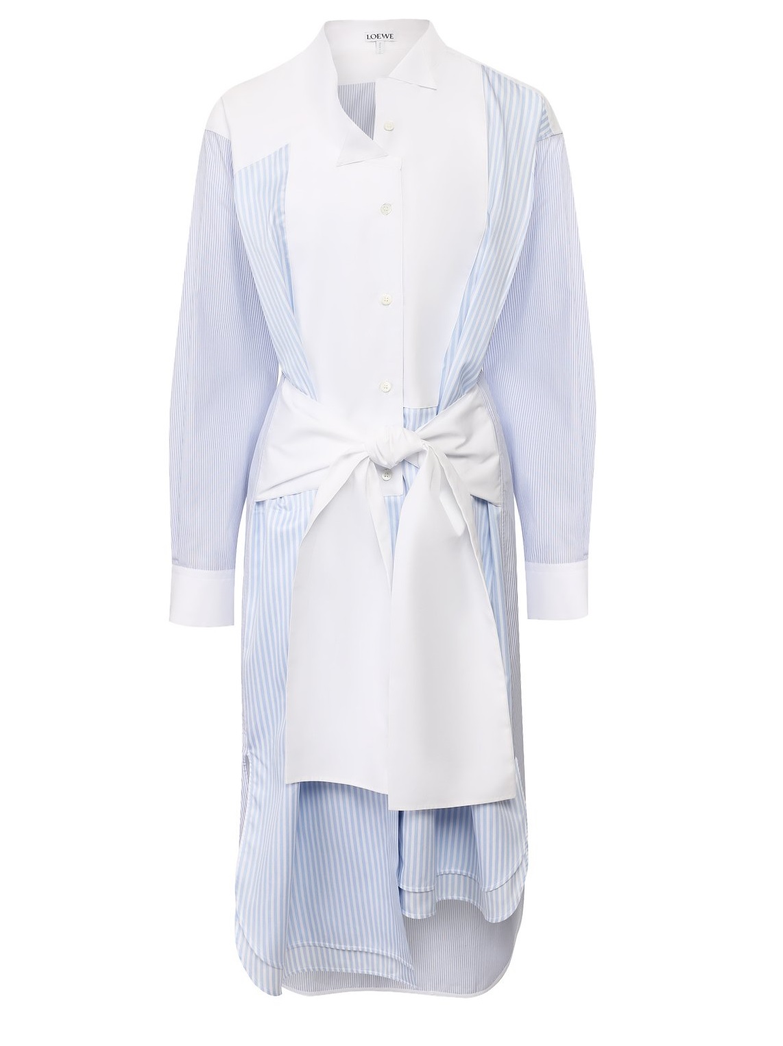 Loewe Striped Cotton Long Sleeve Shirtdress In Blue