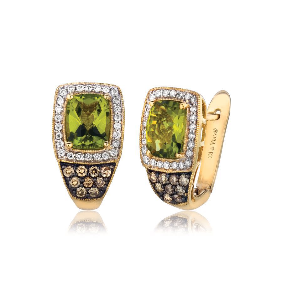 Le Vian Ladies Semi Precious Fashion Earrings In 14k Honey Gold In Green